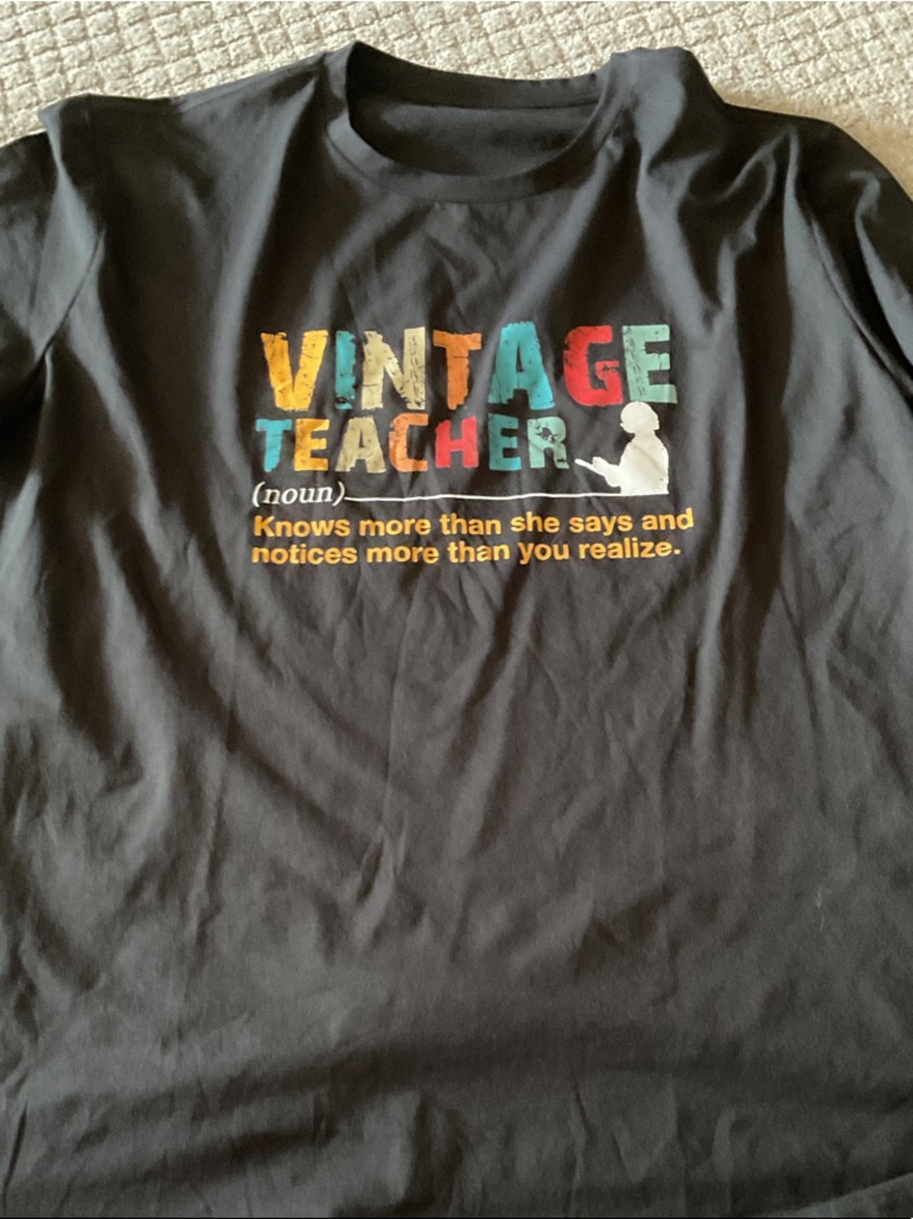 Vintage Teacher Graphic Tee - Black